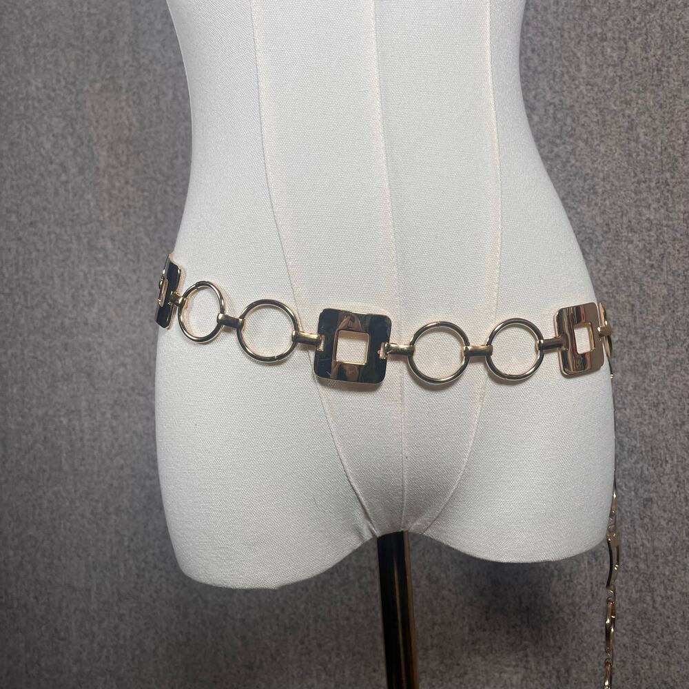 Vintage 90s Y2K Gold Metal Hoop Belt Waist Chain Retro Adjustable Fairycore